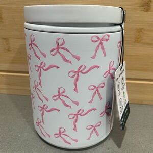 White Canister with Pink Bow Design
